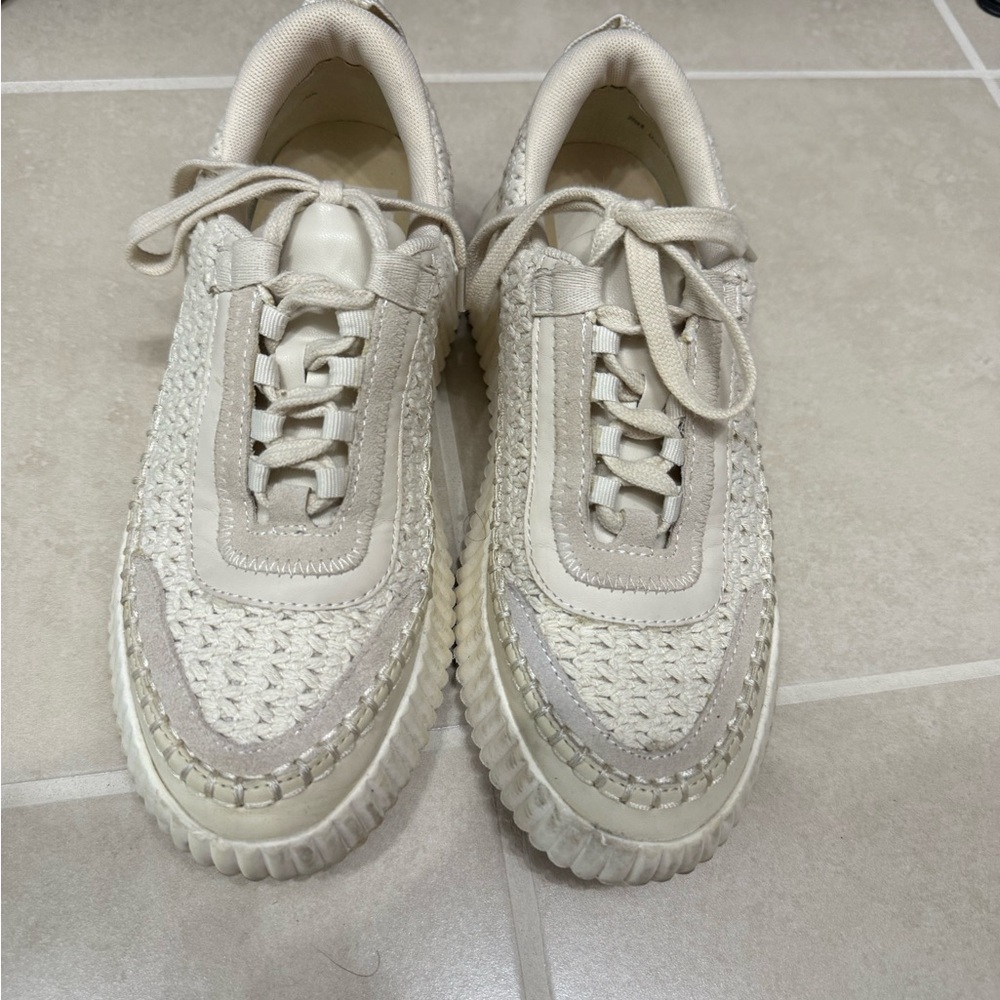 Dolce Vita Off-White Textured Sneakers